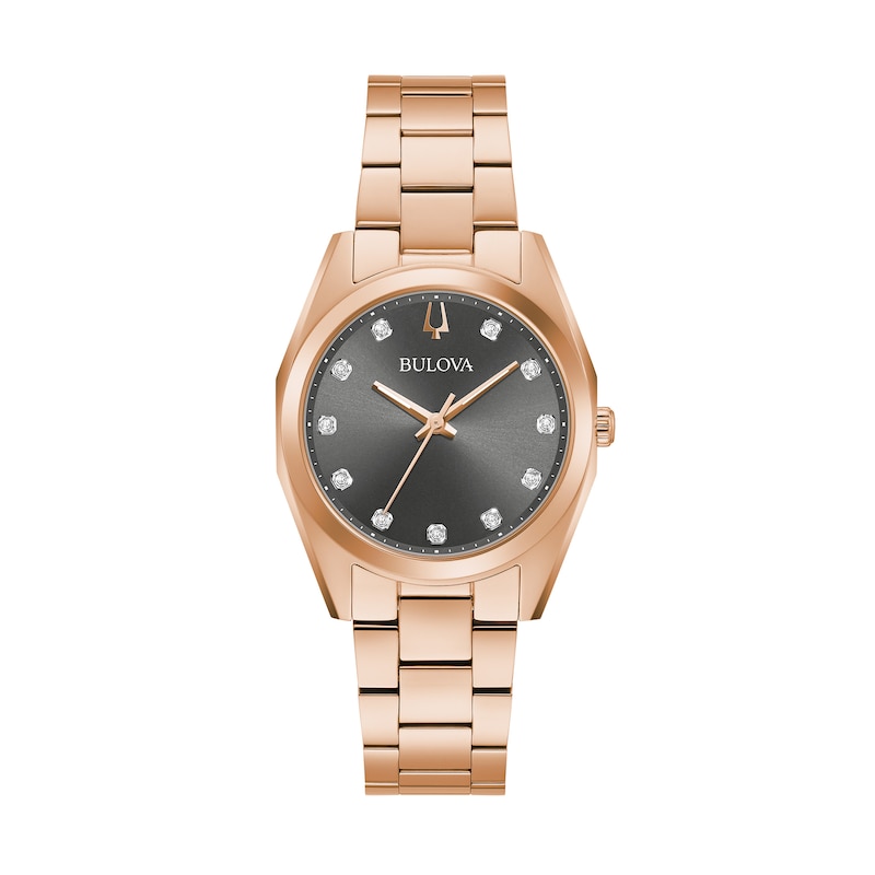 Main Image 1 of Ladies' Bulova Surveyor Diamond Accent Rose-Tone Watch with Grey Dial (Model: 97P156)