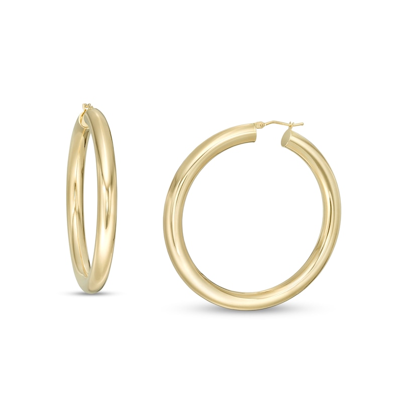 Main Image 1 of 40.0mm Tube Hoop Earrings in 14K Gold