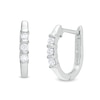 Thumbnail Image 0 of 1/5 CT. T.W. Diamond Three Stone Hoop Earrings in 10K White Gold