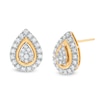 Thumbnail Image 0 of 1/2 CT. T.W. Pear-Shaped Multi-Diamond Frame Stud Earrings in 10K Two-Tone Gold