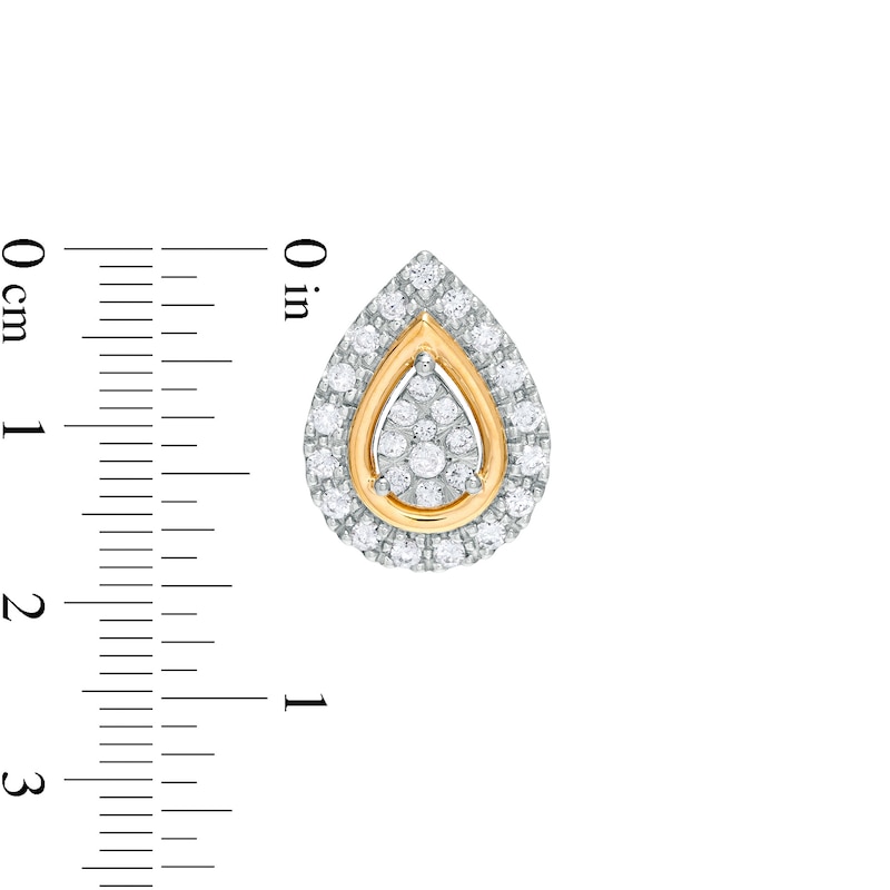 1/2 CT. T.W. Pear-Shaped Multi-Diamond Frame Stud Earrings in 10K Two-Tone Gold