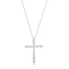 Thumbnail Image 1 of 1/4 CT. T.W. Baguette and Round Diamond Cross Pendant in 10K White Gold