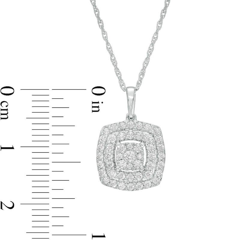 1/2 CT. T.W. Cushion-Shaped Multi-Diamond Pendant in 10K White Gold