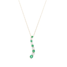 Journey Emerald and Diamond Accent Alternating Pendant in 10K Gold
