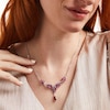 Thumbnail Image 2 of Marquise Lab-Created Ruby and White Lab-Created Sapphire Floral &quot;Y&quot; Necklace in Sterling Silver