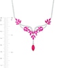 Thumbnail Image 3 of Marquise Lab-Created Ruby and White Lab-Created Sapphire Floral &quot;Y&quot; Necklace in Sterling Silver