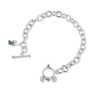 1/10 Ct. T.W. Diamond Heart Lock and Key Dangle Charm Bracelet