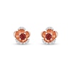 Thumbnail Image 2 of Enchanted Disney Snow White 3.0mm Garnet and 1/10 CT. T.W. Diamond Flower Stud Earrings in 10K Rose Gold