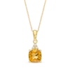 Thumbnail Image 1 of 7.0mm Cushion-Cut Citrine and 1/20 CT. T.W. Diamond Tri-Top Drop Pendant in 10K Gold