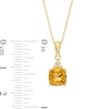 Thumbnail Image 3 of 7.0mm Cushion-Cut Citrine and 1/20 CT. T.W. Diamond Tri-Top Drop Pendant in 10K Gold