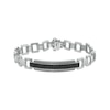 Thumbnail Image 1 of Men's 1 CT. T.W. Black Enhanced and White Diamond Triple Row Border ID Bracelet in Sterling Silver - 8.5&quot;