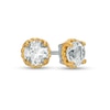 Thumbnail Image 1 of 6.0mm White Topaz Solitaire Rope-Textured Frame Stud Earrings in Sterling Silver and 10K Gold