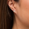 Thumbnail Image 2 of 6.0mm White Topaz Solitaire Rope-Textured Frame Stud Earrings in Sterling Silver and 10K Gold