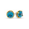 Thumbnail Image 1 of 6.0mm Swiss Blue Topaz Solitaire Rope-Textured Frame Stud Earrings in Sterling Silver and 10K Gold