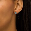 Thumbnail Image 2 of 6.0mm Swiss Blue Topaz Solitaire Rope-Textured Frame Stud Earrings in Sterling Silver and 10K Gold