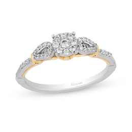 Enchanted Disney Tiana 1/5 CT. T.W. Diamond Frame Loop Shank Promise Ring in Sterling Silver and 10K Gold - Size 7