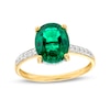 Thumbnail Image 1 of Oval Lab-Created Emerald and White Lab-Created Sapphire Ring in 10K Gold