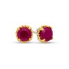 Thumbnail Image 1 of 6.0mm Ruby Solitaire Rope-Textured Frame Stud Earrings in Sterling Silver and 10K Gold