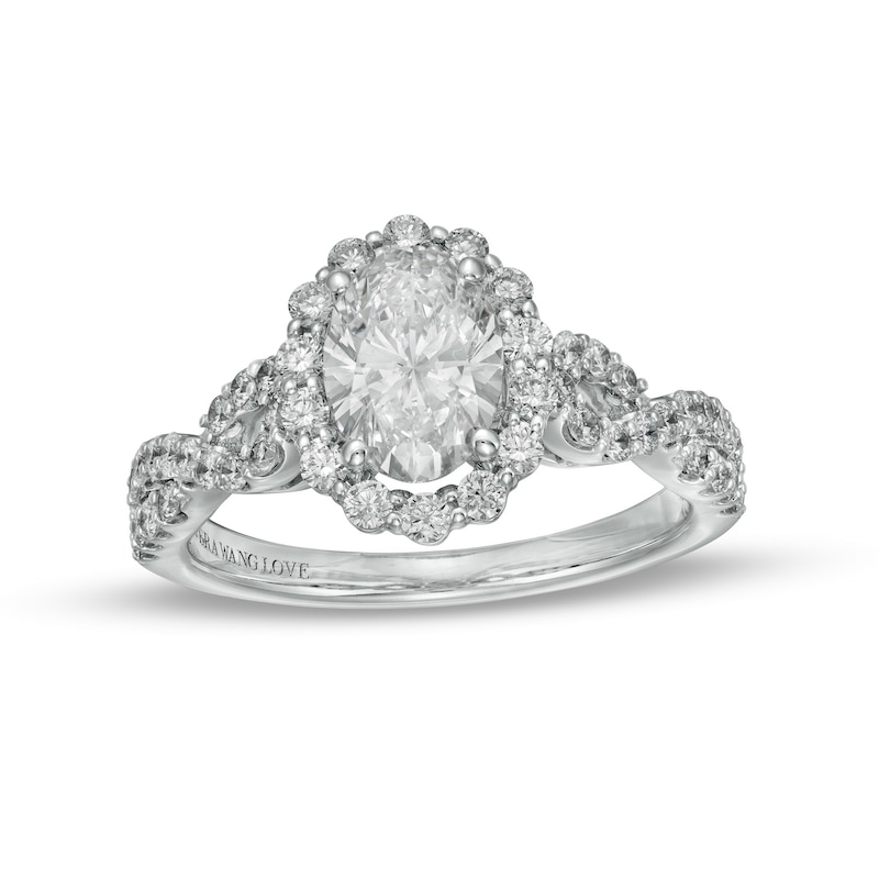 Main Image 1 of Vera Wang Love Collection 1-5/8 CT. T.W. Lab-Created Diamond Twist Shank Engagement Ring in 14K White Gold (F/VS2)