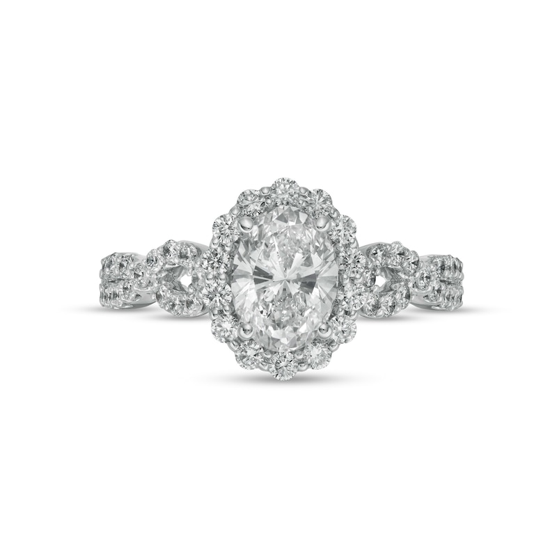 Main Image 4 of Vera Wang Love Collection 1-5/8 CT. T.W. Lab-Created Diamond Twist Shank Engagement Ring in 14K White Gold (F/VS2)