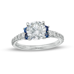 Vera Wang Love Collection 1-3/4 CT. T.W. Lab-Created Diamond Engagement Ring with Blue Sapphires in 14K White Gold (F/VS2)