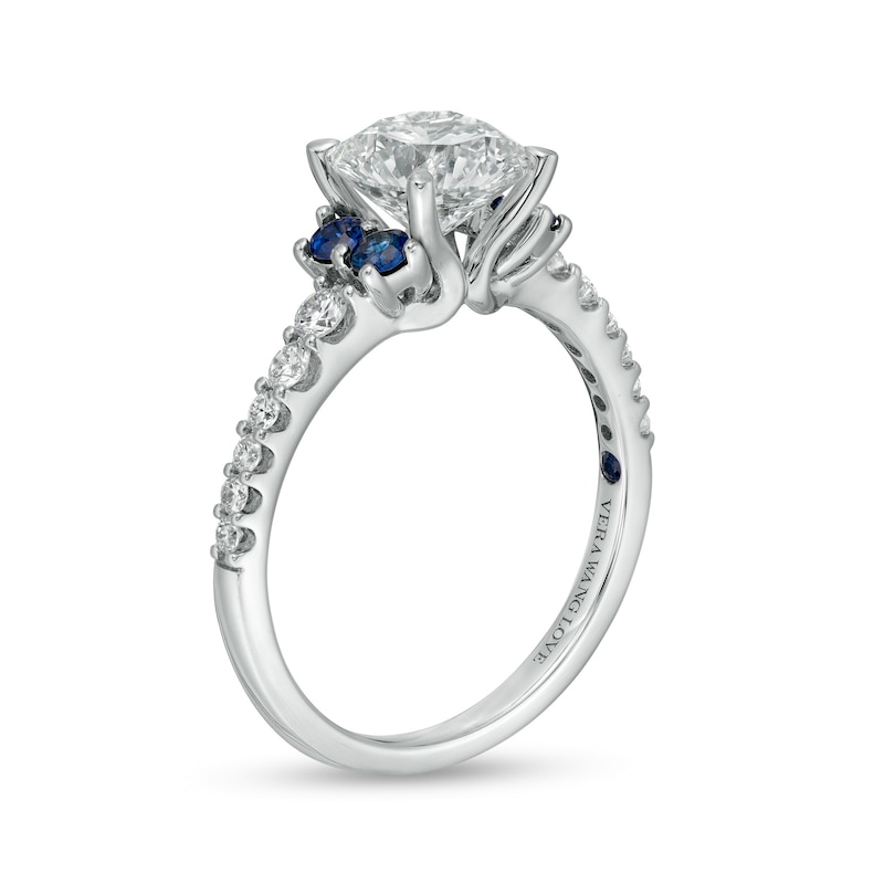 Main Image 3 of Vera Wang Love Collection 1-3/4 CT. T.W. Lab-Created Diamond Engagement Ring with Blue Sapphires in 14K White Gold (F/VS2)