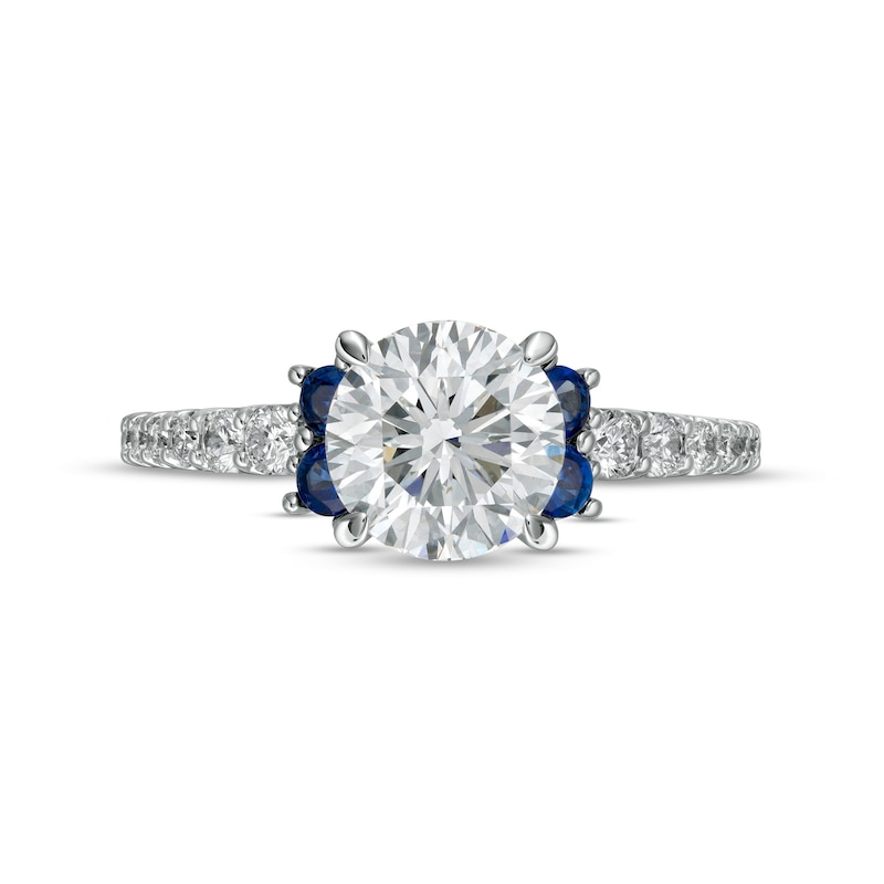 Main Image 4 of Vera Wang Love Collection 1-3/4 CT. T.W. Certified Lab-Created Diamond Engagement Ring with Blue Sapphires in 14K White Gold