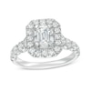 Thumbnail Image 0 of 2 CT. T.W. Certified Emerald-Cut Diamond Octagonal Frame Engagement Ring in 14K White Gold (I/SI2)