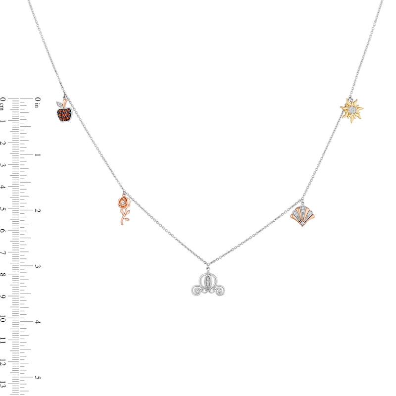 Main Image 3 of Enchanted Disney Majestic Princess Garnet and 1/8 CT. T.W. Diamond Necklace in Sterling Silver and 10K Two-Tone Gold