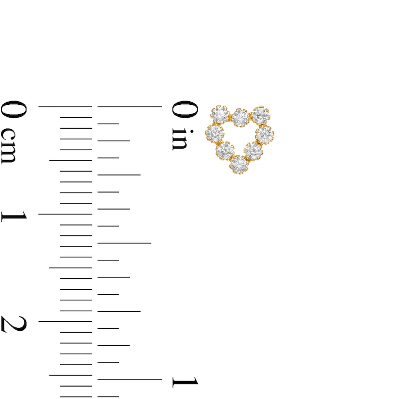 Main Image 3 of Child's Cubic Zirconia Heart Outline Stud Earrings in 14K Gold