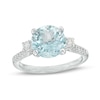 Thumbnail Image 1 of EFFY™ Collection 9.0mm Aquamarine and 1/5 CT. T.W. Diamond Collar Ring in 14K White Gold