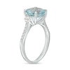 Thumbnail Image 3 of EFFY™ Collection 9.0mm Aquamarine and 1/5 CT. T.W. Diamond Collar Ring in 14K White Gold