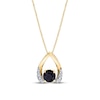 Thumbnail Image 1 of 5.0mm Blue Sapphire and 1/15 CT. T.W. Diamond Open Teardrop Pendant in 14K Gold