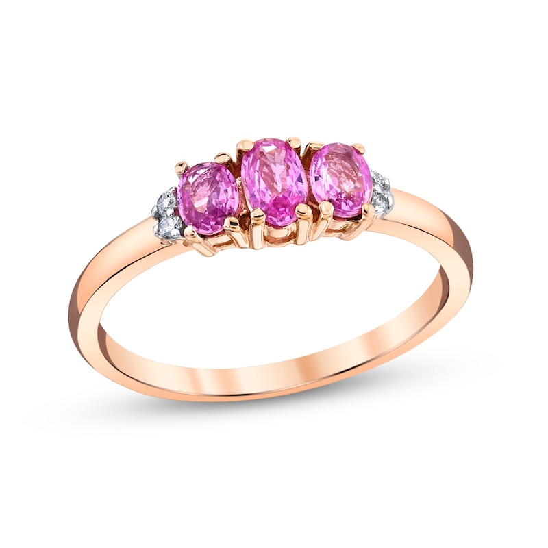 Pink Sapphire Engagement Ring - Oval - 2.23 ctw Pink Sapphire and White  Sapphire Ring - 14k yellow gold