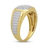 Thumbnail Image 2 of Men's 1/4 CT. T.W. Composite Diamond Ribbed Shank Wedding Ring in Sterling Silver with 14K Gold Plate