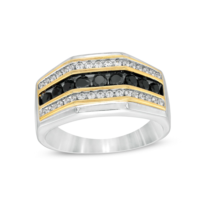10kt Two-Tone Gold Mens Round Diamond V Initial Letter Ring 1 Cttw, 10