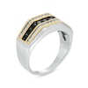 Thumbnail Image 2 of Men's 1 CT. T.W. Black Enhanced and White Diamond Triple Row Angle Bolt Ring in 10K Two-Tone Gold