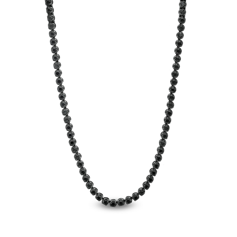 Main Image 1 of Men's 10 CT. T.W. Black Enhanced Diamond Tennis Necklace in Sterling Silver with Black Rhodium - 20&quot;