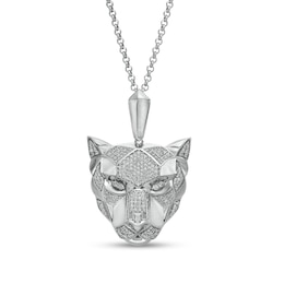 Men's 1 CT. T.W. Diamond Geometrical Panther Pendant in 10K White Gold - 22&quot;