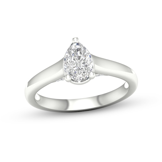 Trouvaille Collection 1 CT. T.W. DeBeersÂ®-Graded Pear-Shaped Diamond Solitaire Engagement Ring In Platinum (F/I1)