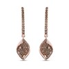 Thumbnail Image 1 of 1-1/4 CT. T.W. Champagne Multi-Diamond Flame Drop Earrings in Sterling Silver with 18K Rose Gold Plate