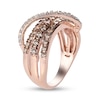 Thumbnail Image 2 of 3/4 CT. T.W. Champagne and White Diamond Ribbon Overlay Triple Row Band in Sterling Silver with 18K Rose Gold Plate