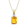 Thumbnail Image 1 of Emerald-Cut Citrine and 1/15 CT. T.W. Diamond Pendant in 14K Gold