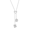 Thumbnail Image 1 of 1/5 CT. T.W. Diamond Double Paw Print Heart Lariat Necklace in Sterling Silver