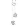 Thumbnail Image 2 of 1/5 CT. T.W. Diamond Double Paw Print Heart Lariat Necklace in Sterling Silver