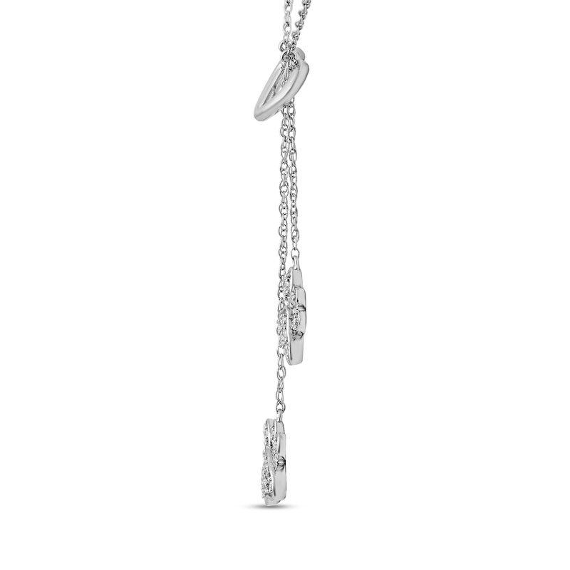 Main Image 3 of 1/5 CT. T.W. Diamond Double Paw Print Heart Lariat Necklace in Sterling Silver