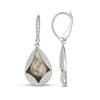 Thumbnail Image 1 of Pear-Shaped Black Mother-of-Pearl with Diamond-Cut Beaded Pendulum Cut-Out Overlay Drop Earrings in Sterling Silver