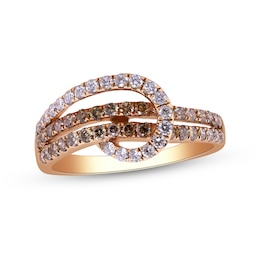 5/8 CT. T.W. Champagne and White Diamond Overlay Double Row Ring in 10K Rose Gold