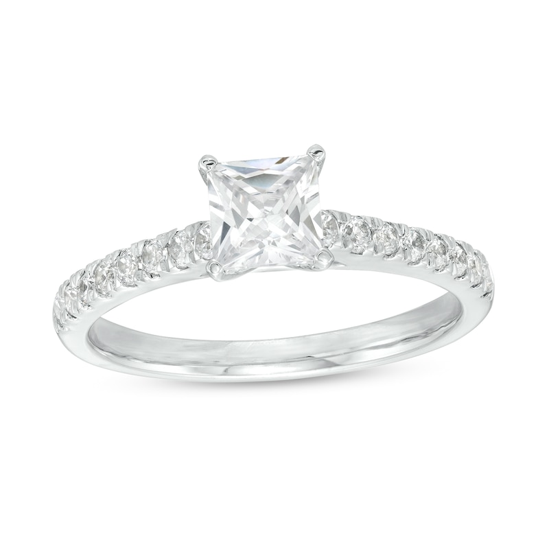 Main Image 1 of 1 CT. T.W. Princess-Cut Diamond Engagement Ring in 14K White Gold (I/I2)