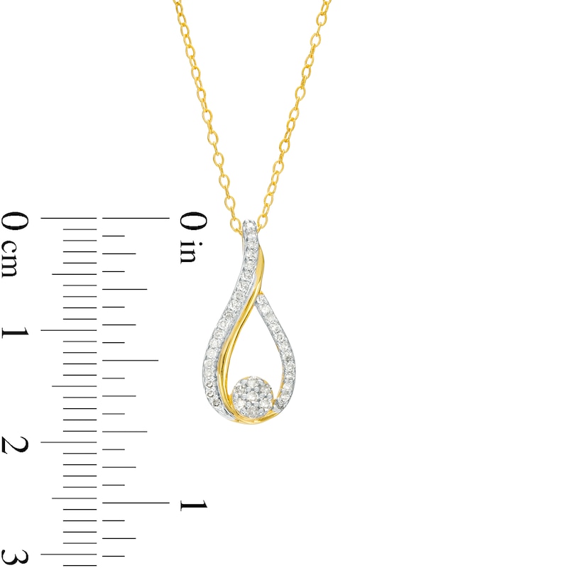 Main Image 3 of 1/8 CT. T.W. Multi-Diamond Teardrop Pendant in 10K Gold